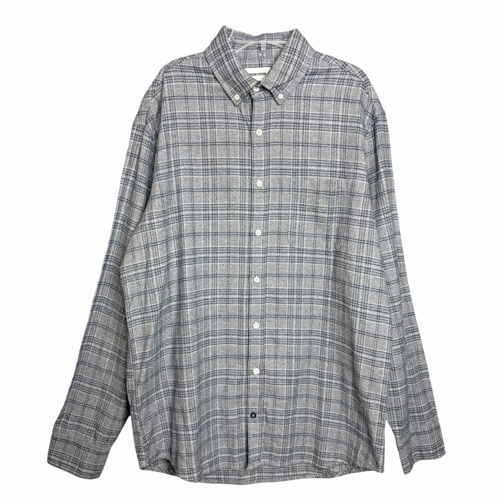 Taylor Stitch The Jack Shirt Mens 42 L Gray Plaid Organic Cotton Button Down